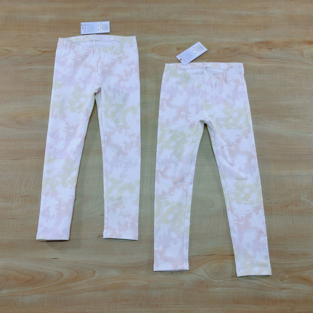 Cat Jack Girl Tie Dye Leggings‎ White Pink Yellow Size 4T 2Pack